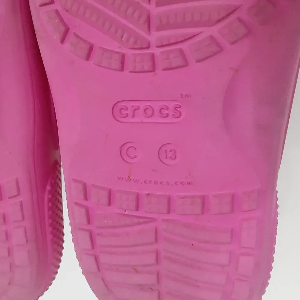 Crocs Classic Slide Sandals Hot Pink Girls 13 Water Shoes Bucees Jibbitz Charms